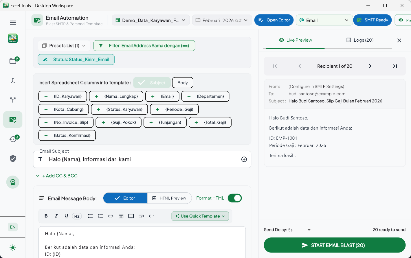 Dynamic Email Blast