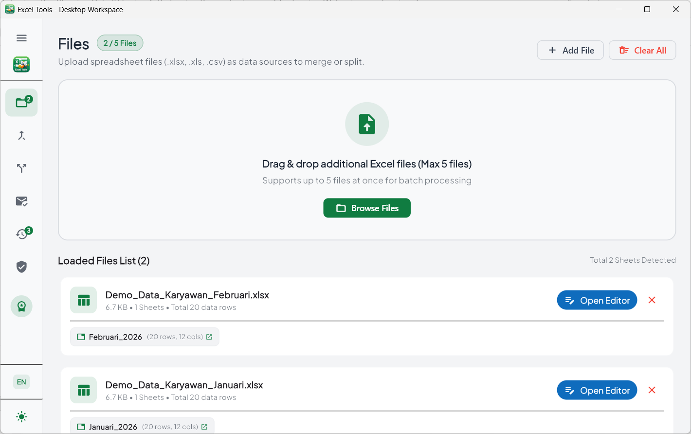 Excel Tools 2026 - File Workspace